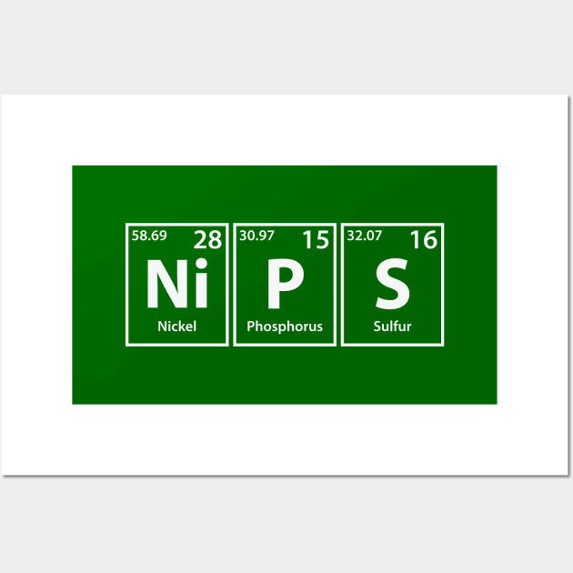 Nips (Ni-P-S) Periodic Elements Spelling Wall Art by cerebrands